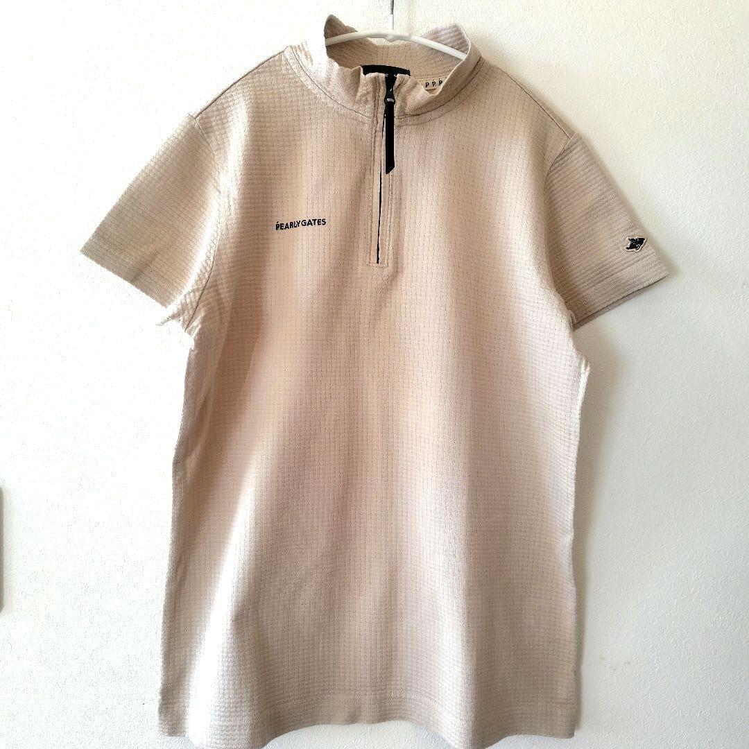 PEARLYGATES 　ハーフジップ　ゴルフウェア　ベージュ　半袖　サイズ1