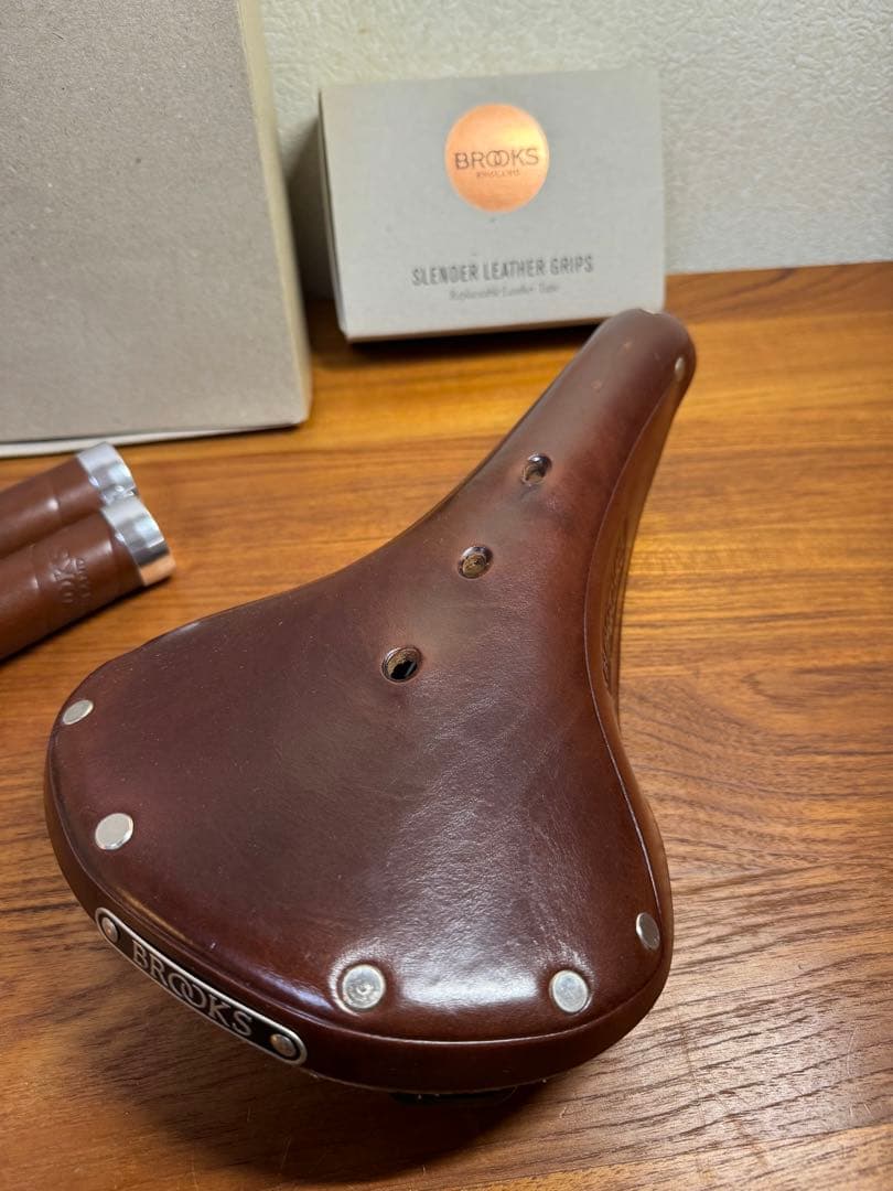 BROOKS ブラウンレザーサドル レザーグリップ セット B17