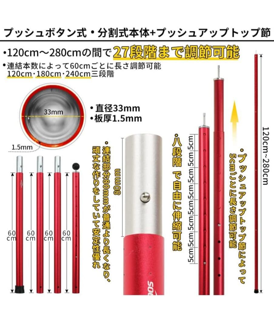 unigearヘキサタープ　soomloomアルミポール