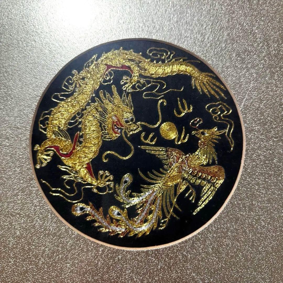 【開運・風水】龍鳳呈祥 額装アート 立体金彩アート 豪華金縁フレーム 縁起物