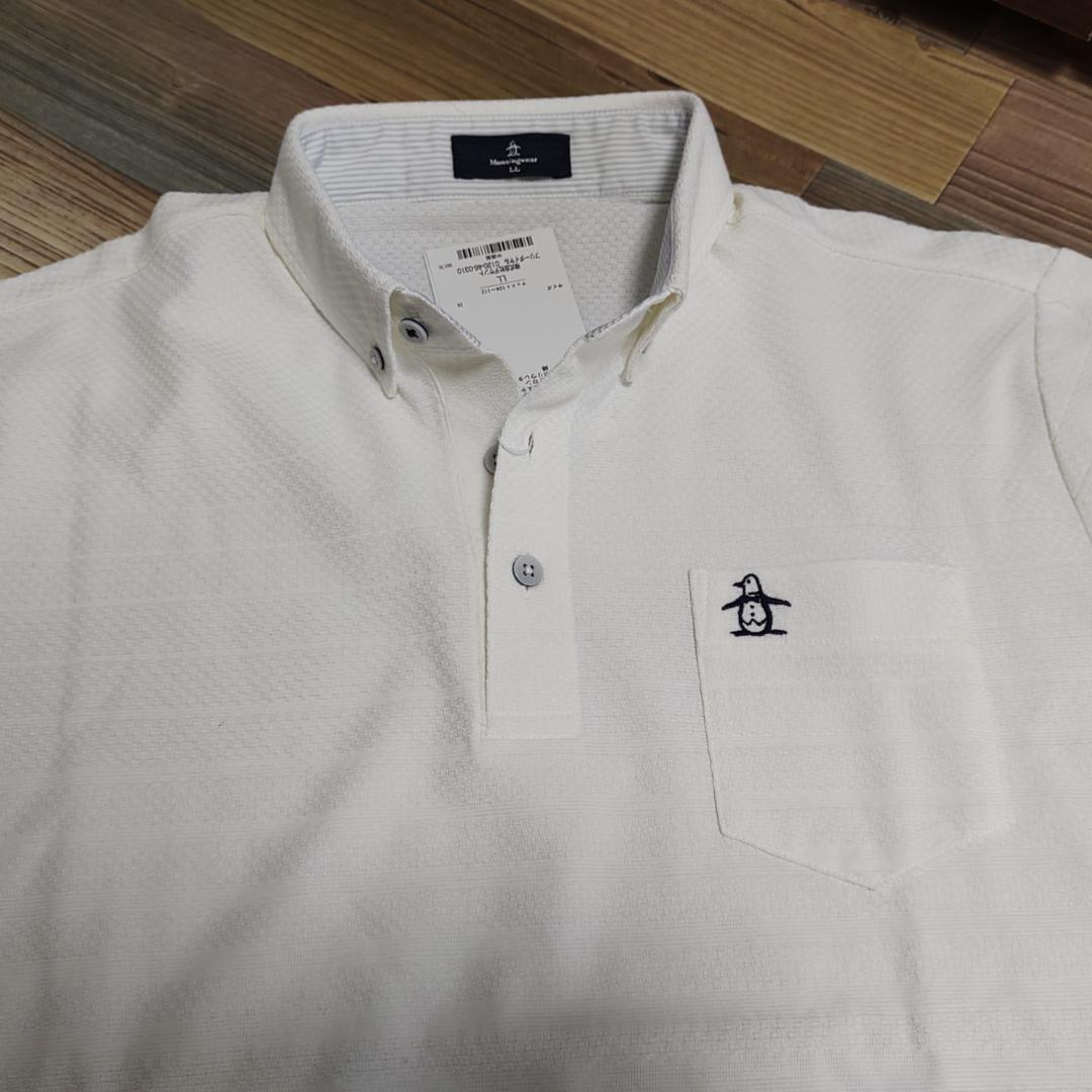 新品！⛳️マンシング⭐ジャガードボタンダウンポロシャツ LL 白