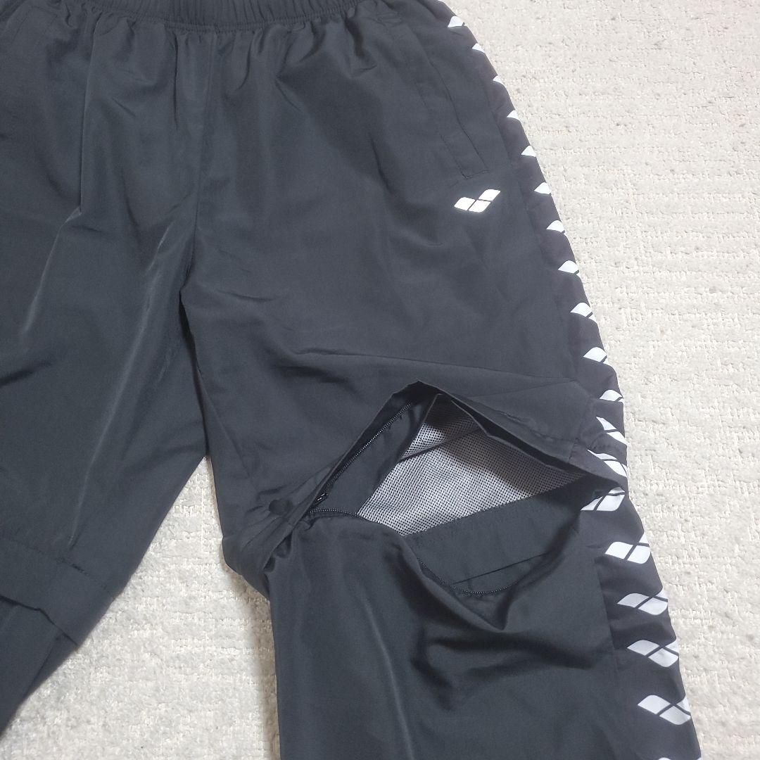 【美品】arenaフード付ナイロンジャージ　上下　　メンズL　黒　パンツ2way