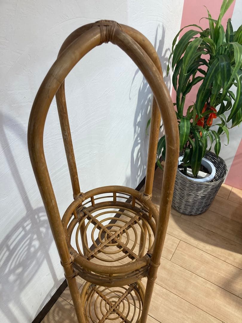 ラタン　フラワースタンド　アンティーク