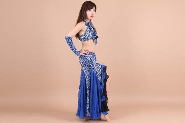 ベリーダンス衣装 ブルー系ヒョウ柄