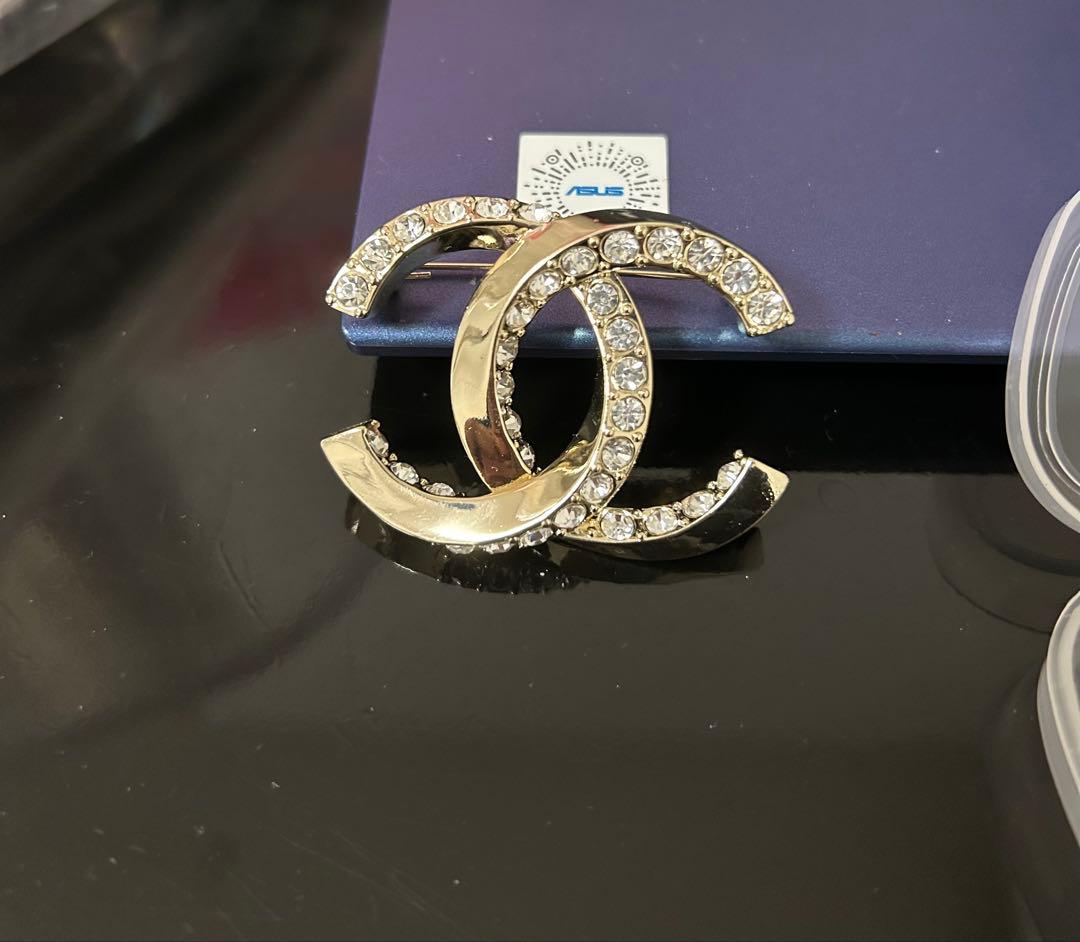 CHANEL ココマーク ラインストーン ブローチ ゴールド