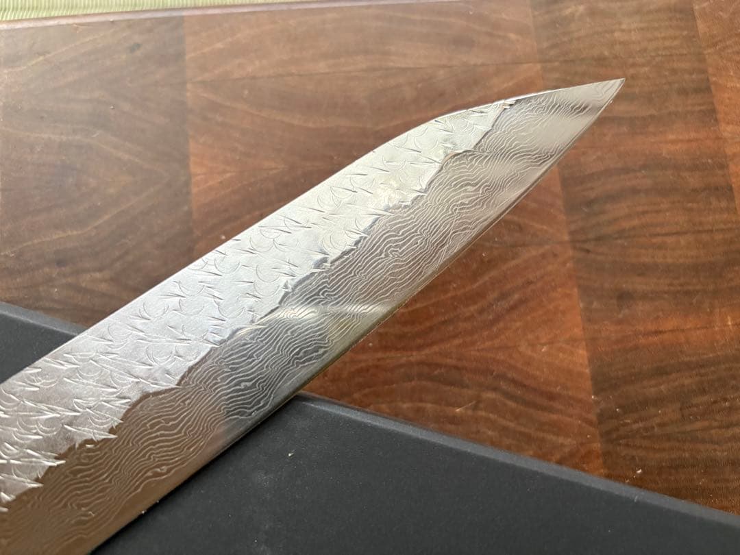 二唐刃物　SPG STRIX 切付　筋引　240mm 包丁槌目　ダマスカス