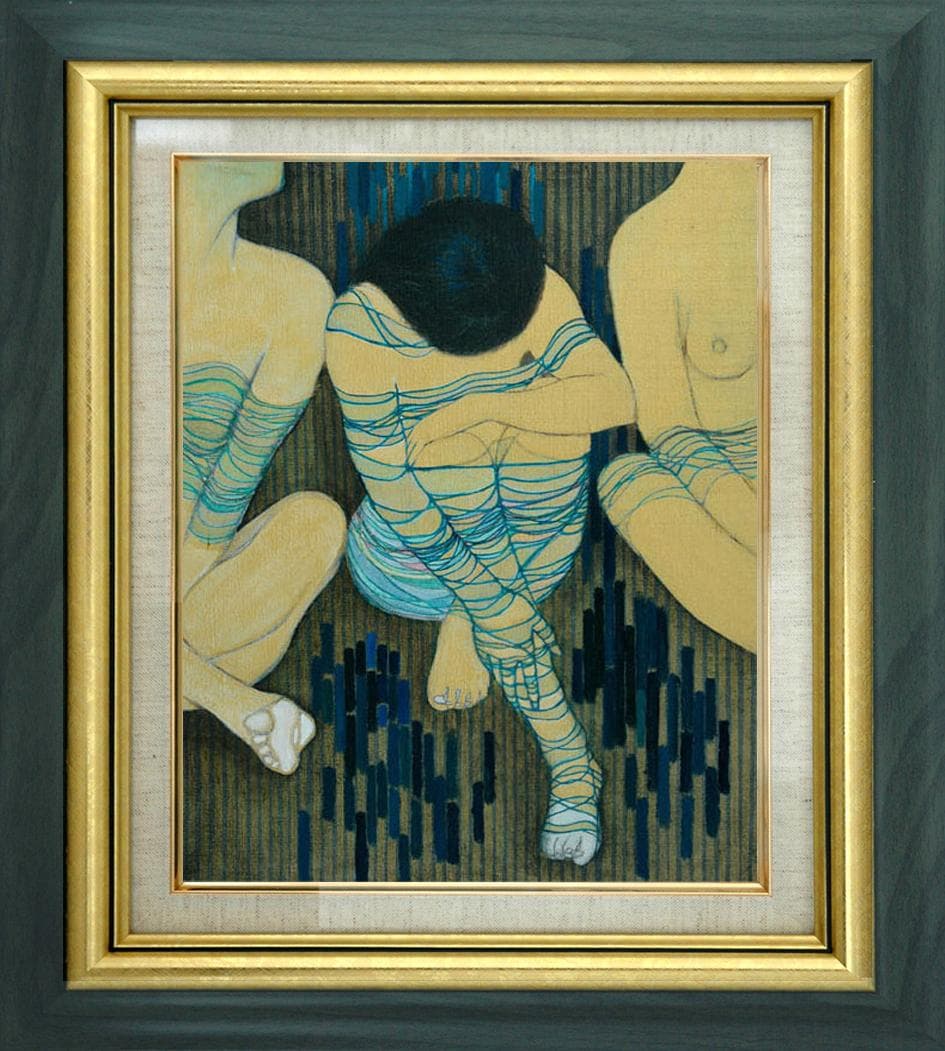 油絵 菅家令子 絵 絵画 インテリア 額付(白) F6-030314 人物 女性