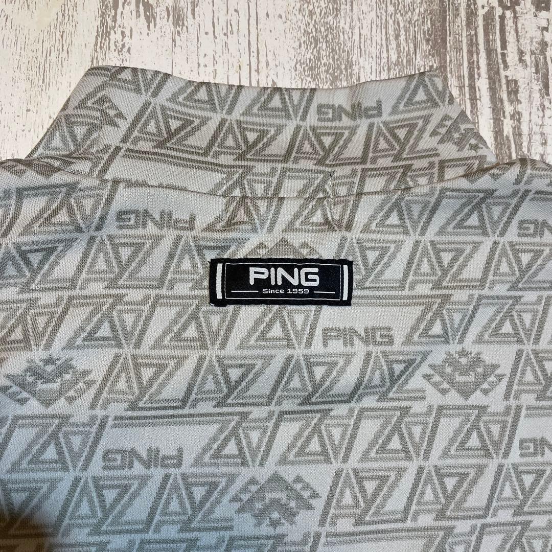 PING ピン ゴルフウェア　長袖　モックネックシャツ LLサイズ　グレー