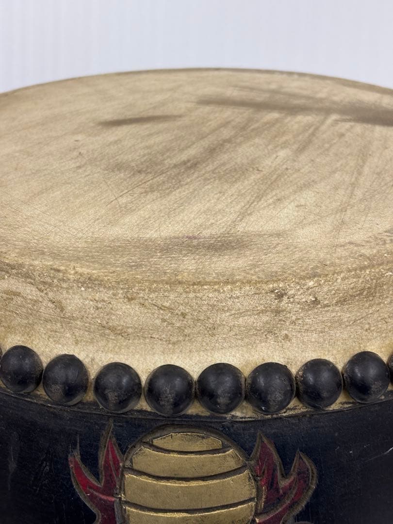 和太鼓　太鼓　アンティーク　14in 木彫り　龍彫り　長期保管品