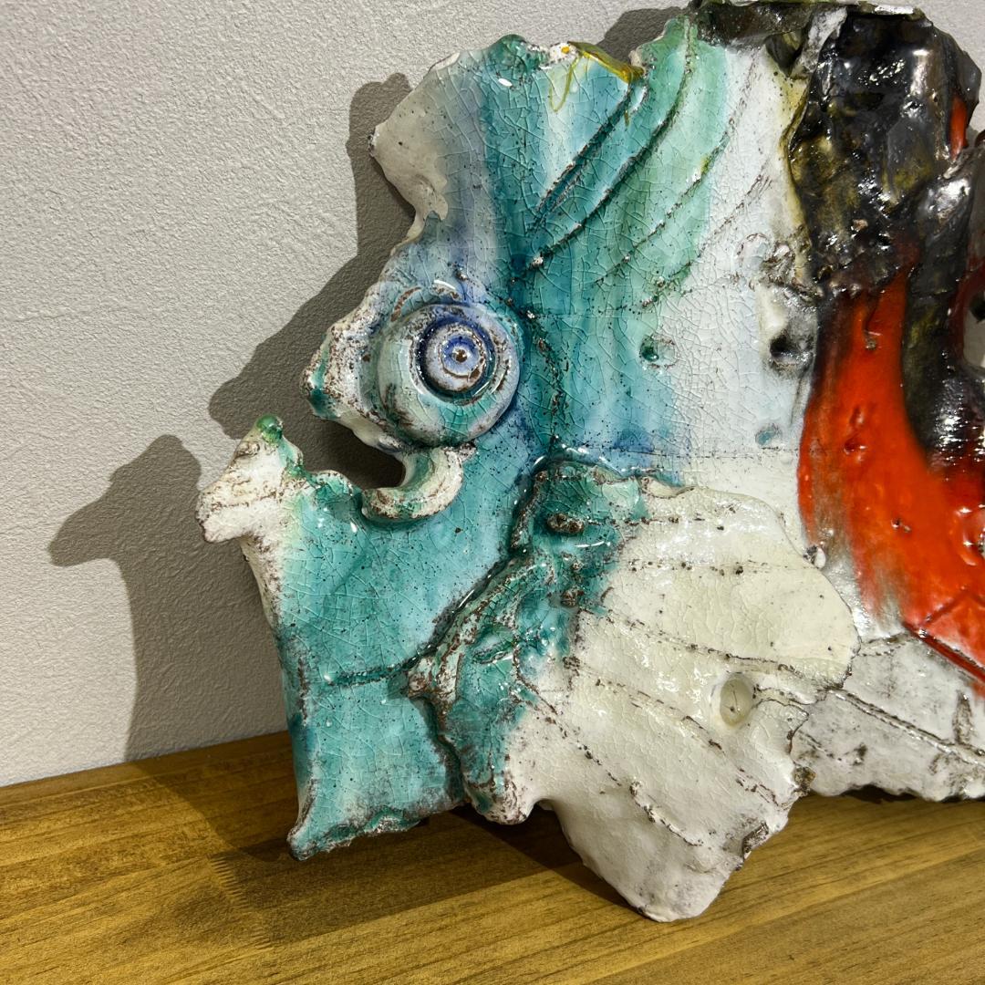 超美品 希少 森正 陶芸 万古焼 魚の壁掛け 現代アート 馬酔木窯