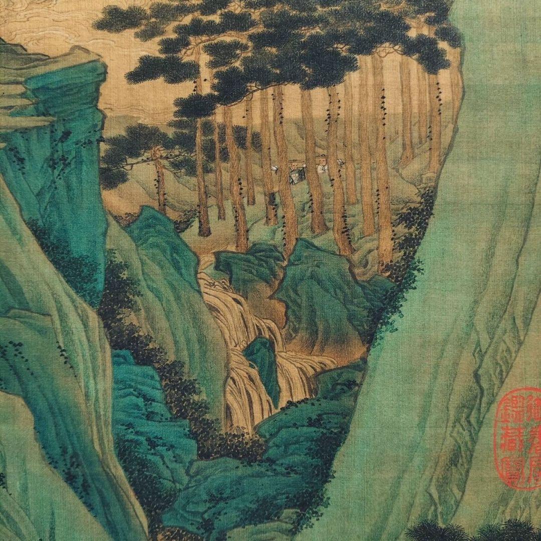 仇英 画桃园仙境 中国画 掛け軸 水墨画 和室 玄関 茶室 壁掛け 美術品