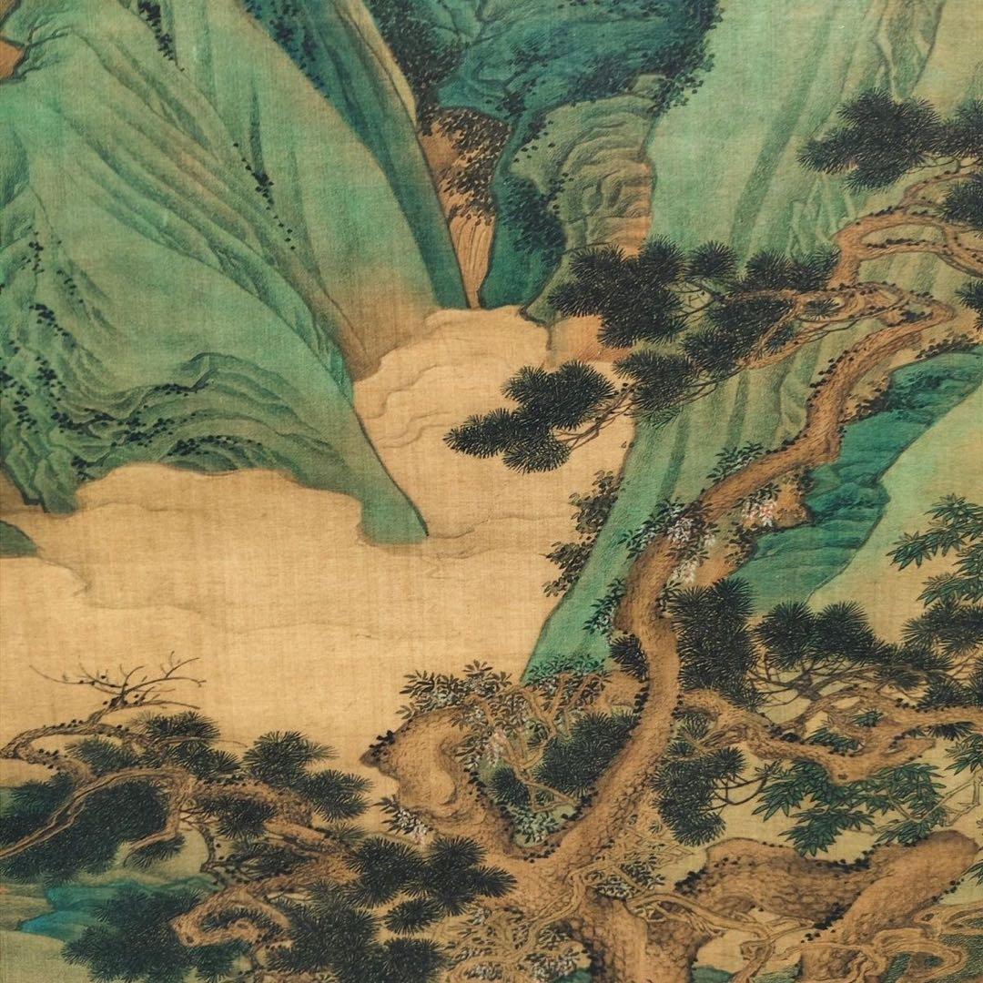 仇英 画桃园仙境 中国画 掛け軸 水墨画 和室 玄関 茶室 壁掛け 美術品