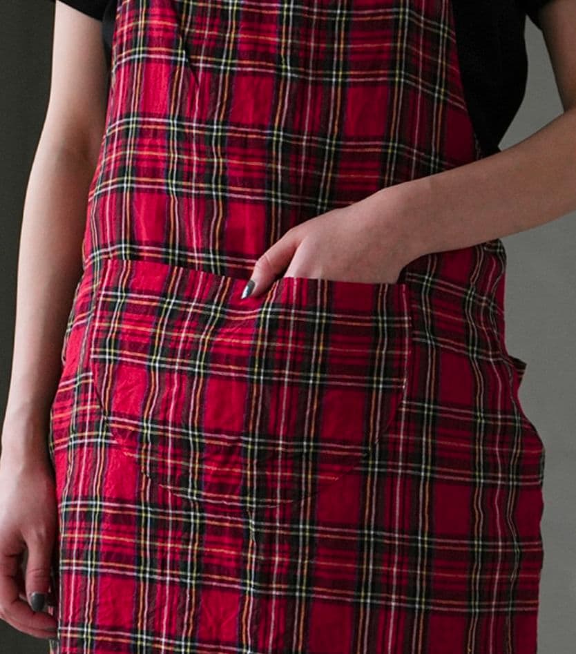 3/31まで　R&D.M.Co-TARTAN CHECK APRON　リネン
