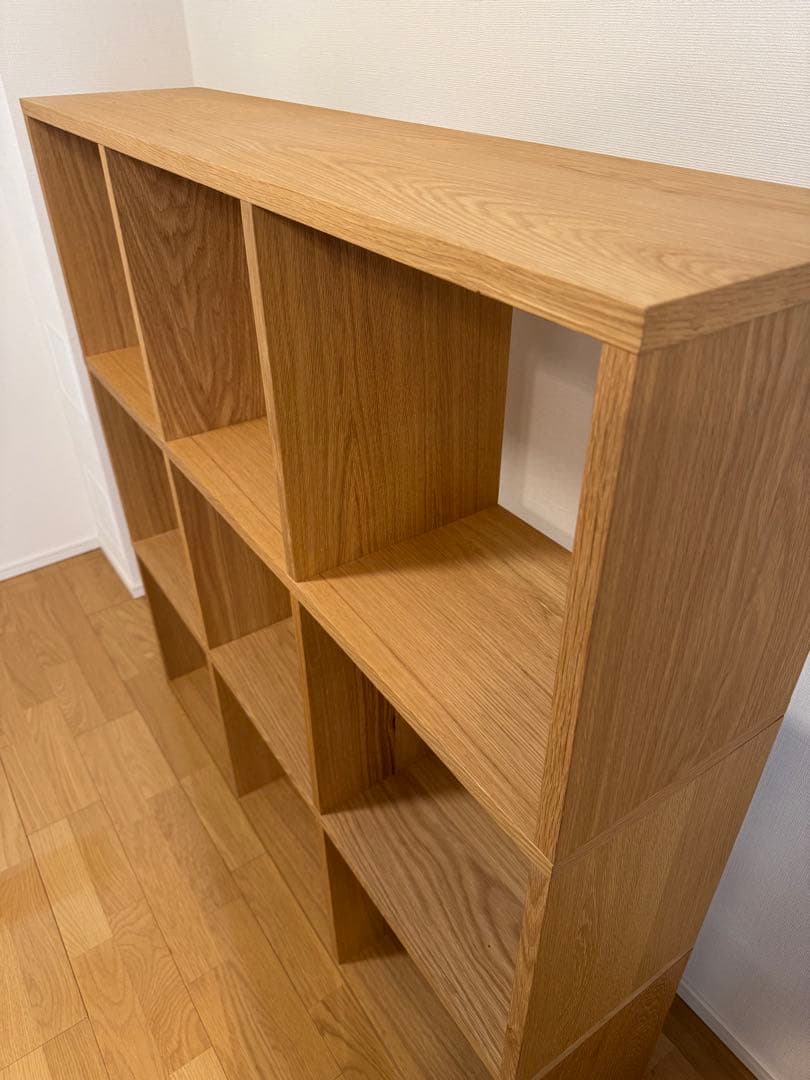 【みー】無印良品 スタッキングシェルフ 3段×3列 オーク材