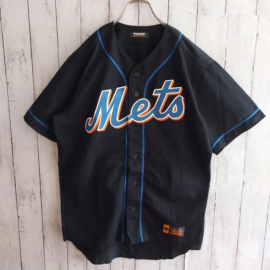 【MLB】希少 デサント製 メッツ 刺繍 ユニフォーム L 黒