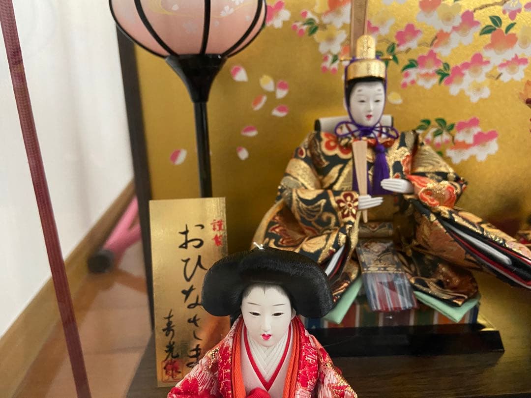 寿光 雛人形 お雛様 芥子五人三人官女 桐六角アクリルケース 雛祭り オルゴール