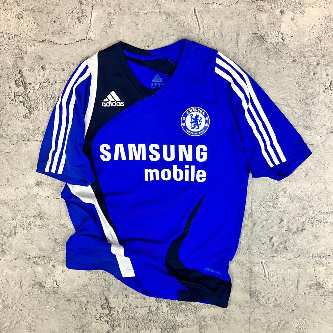 adidas チェルシーFC トレーニングシャツ 古着 企業ロゴ 三本線 ブルー