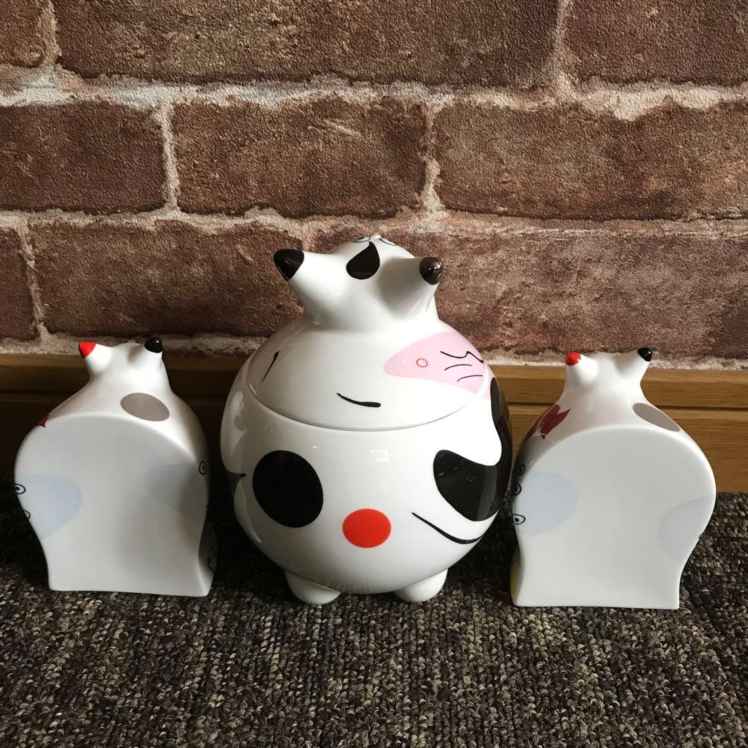 美品　希少　ビレロイ＆ボッホ　調味料ケース　ねこ　3点セット