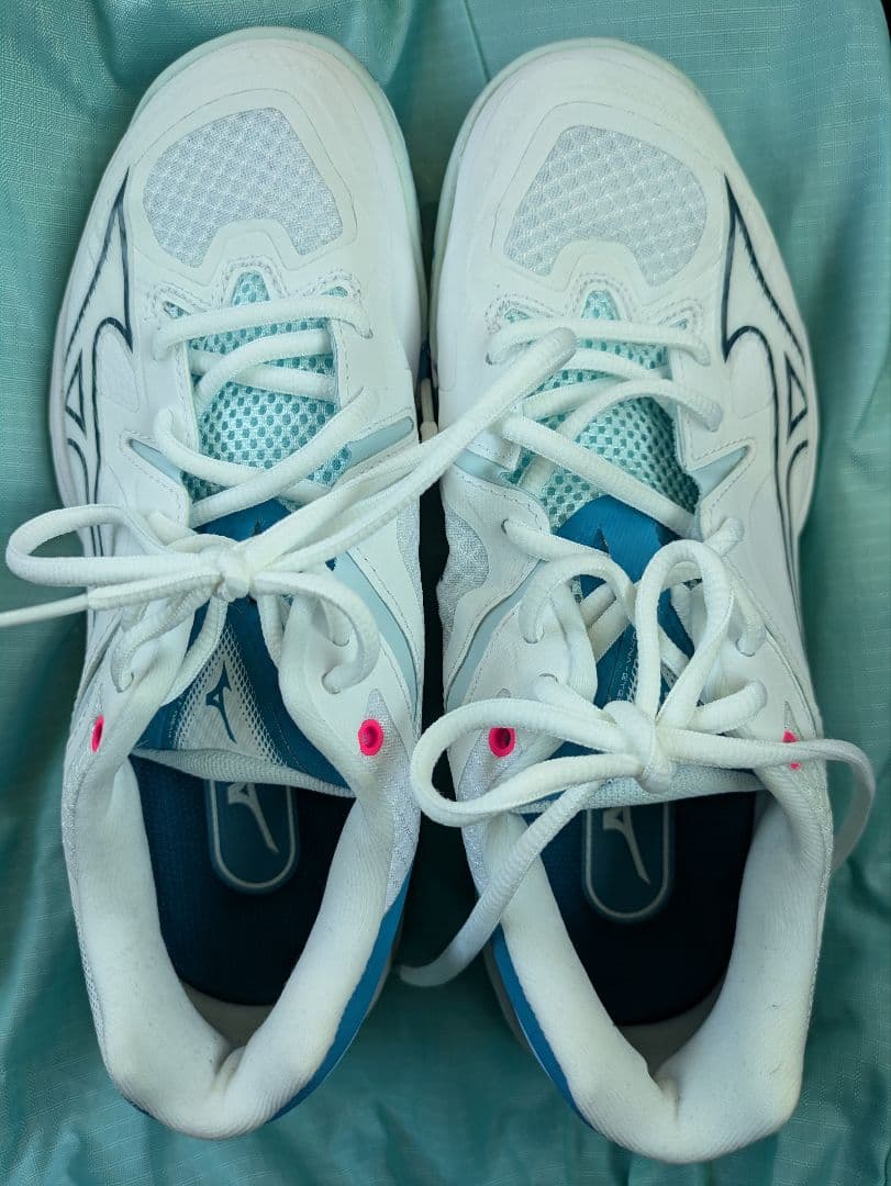 【美品】Mizuno バドミントンシューズ ホワイト/ブルー
