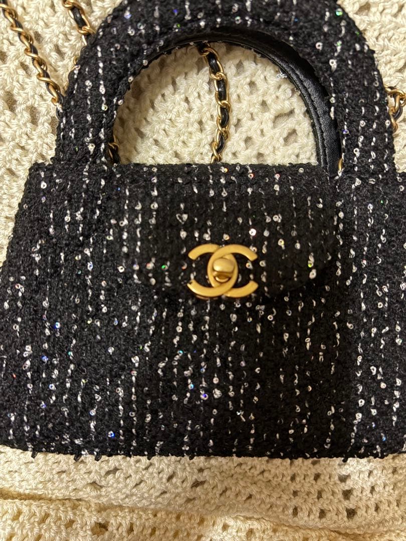 シャネル　CHANEL ノベルティ　黒 ツイード ショルダーバッグ　マトラッセ