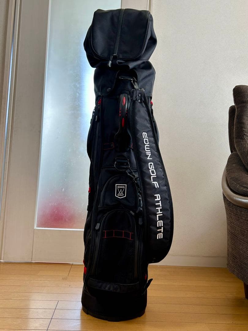 EDWIN GOLF ATHLETE キャディバッグ ブラック レッド