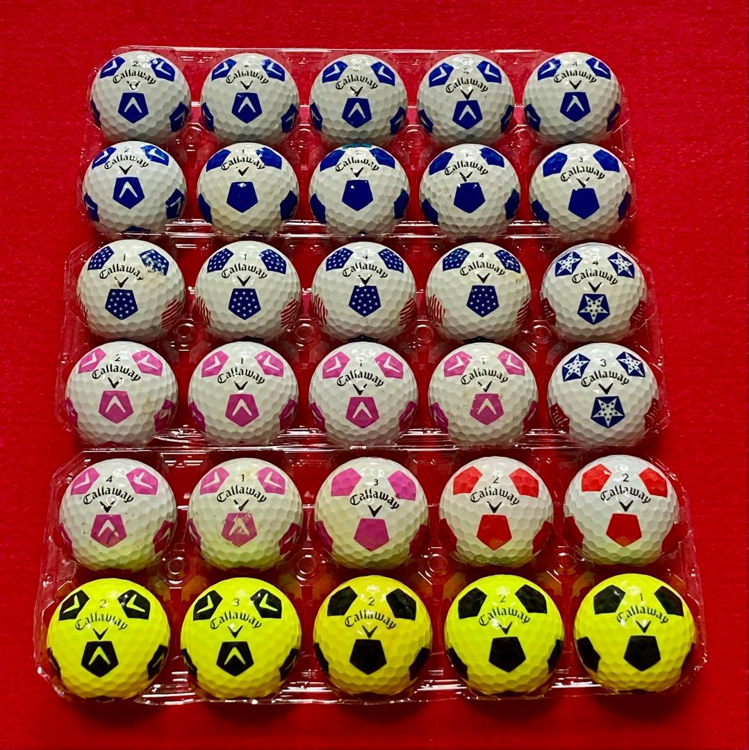 M138【中古ゴルフボール】キャロウェイ/クロムソフト《サッカー柄》計30個
