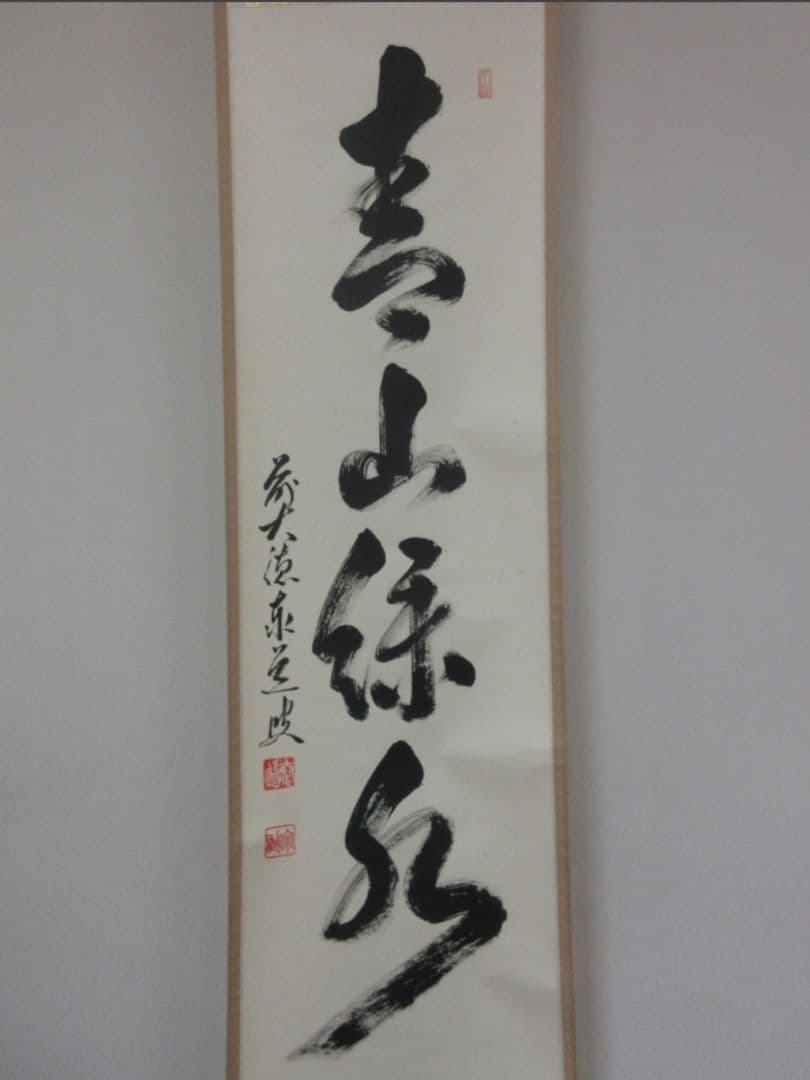 真筆保証 足立泰道 直筆 青山緑水 京都 臨済宗 大徳寺派 雲澤禅寺 茶掛 兵庫