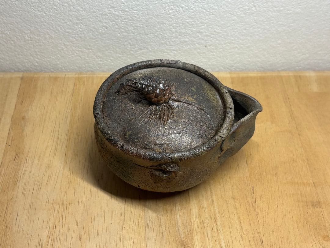 126. 備前焼 宝瓶 登り窯 松 手びねり 急須
