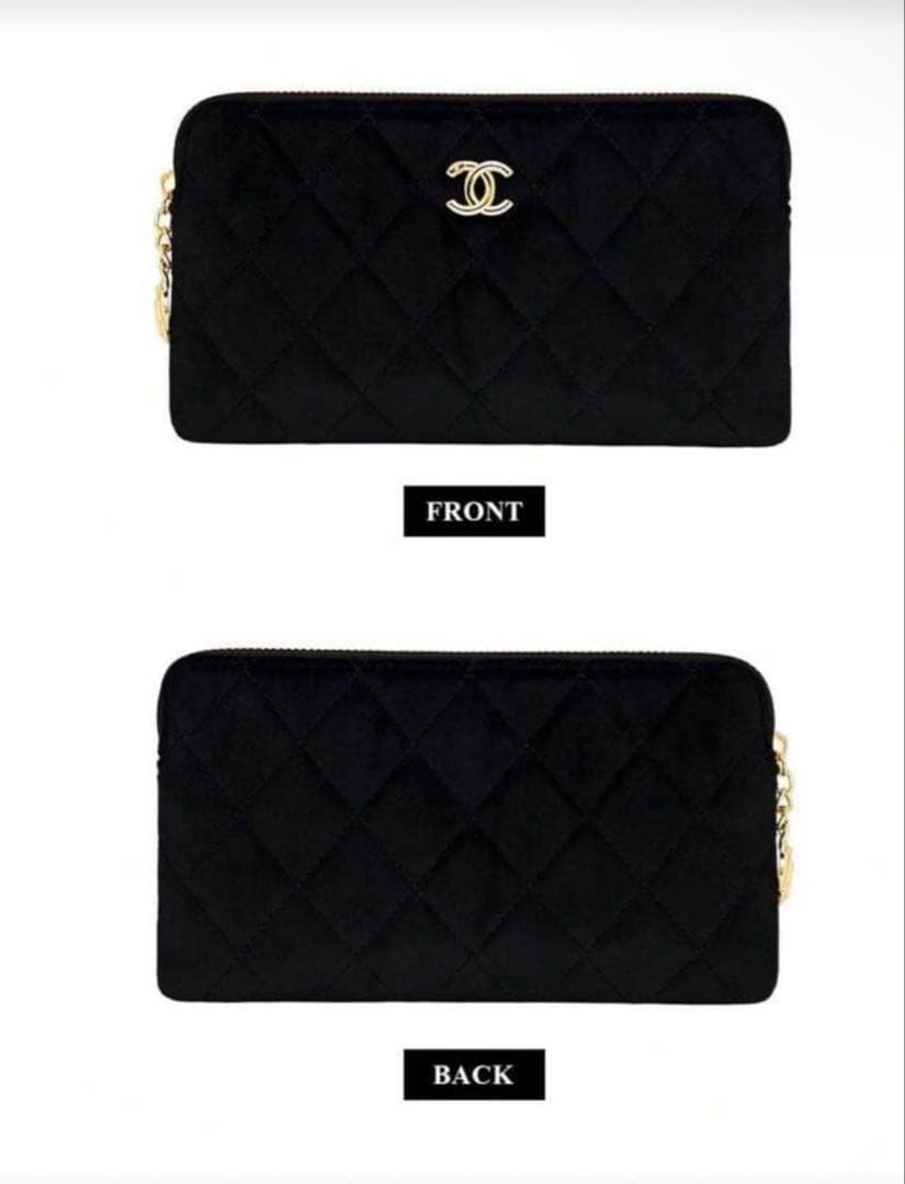 CHANEL シャネル ベロア キルティング クラッチバッグ ブラック