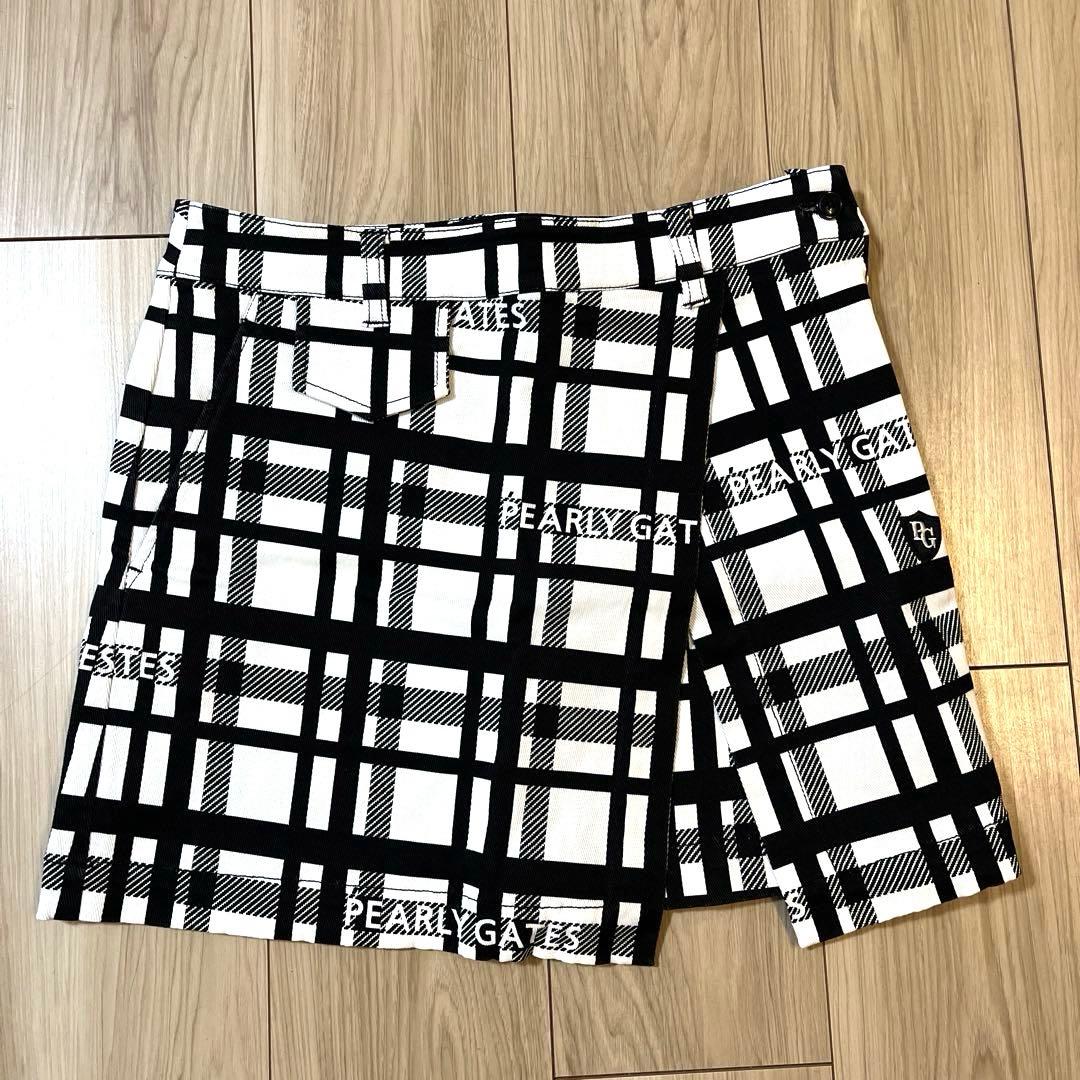 パーリーゲイツ＊ビッグロゴニット×チェックラップスカート＊セットアップ＊0サイズ