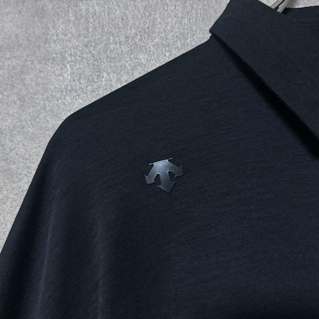 DESCENTE デサントゴルフ ワンポイントロゴ 長袖ポロシャツ 黒 L