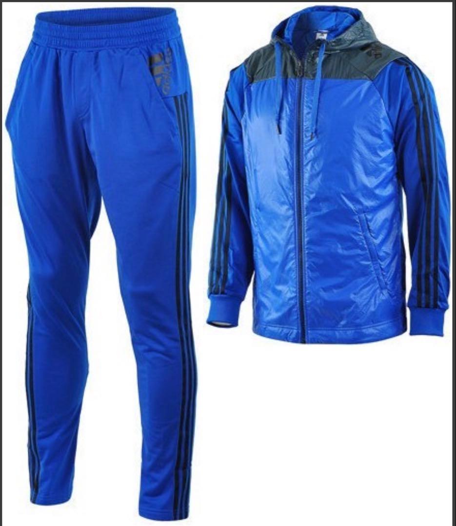 【良品】adidas アディダス トラックジャケットセットアップ Lサイズ 青