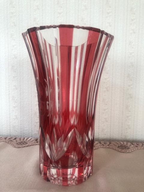 【美品】カガミクリスタル KAGAMI CRYSTAL 江戸切子 花瓶