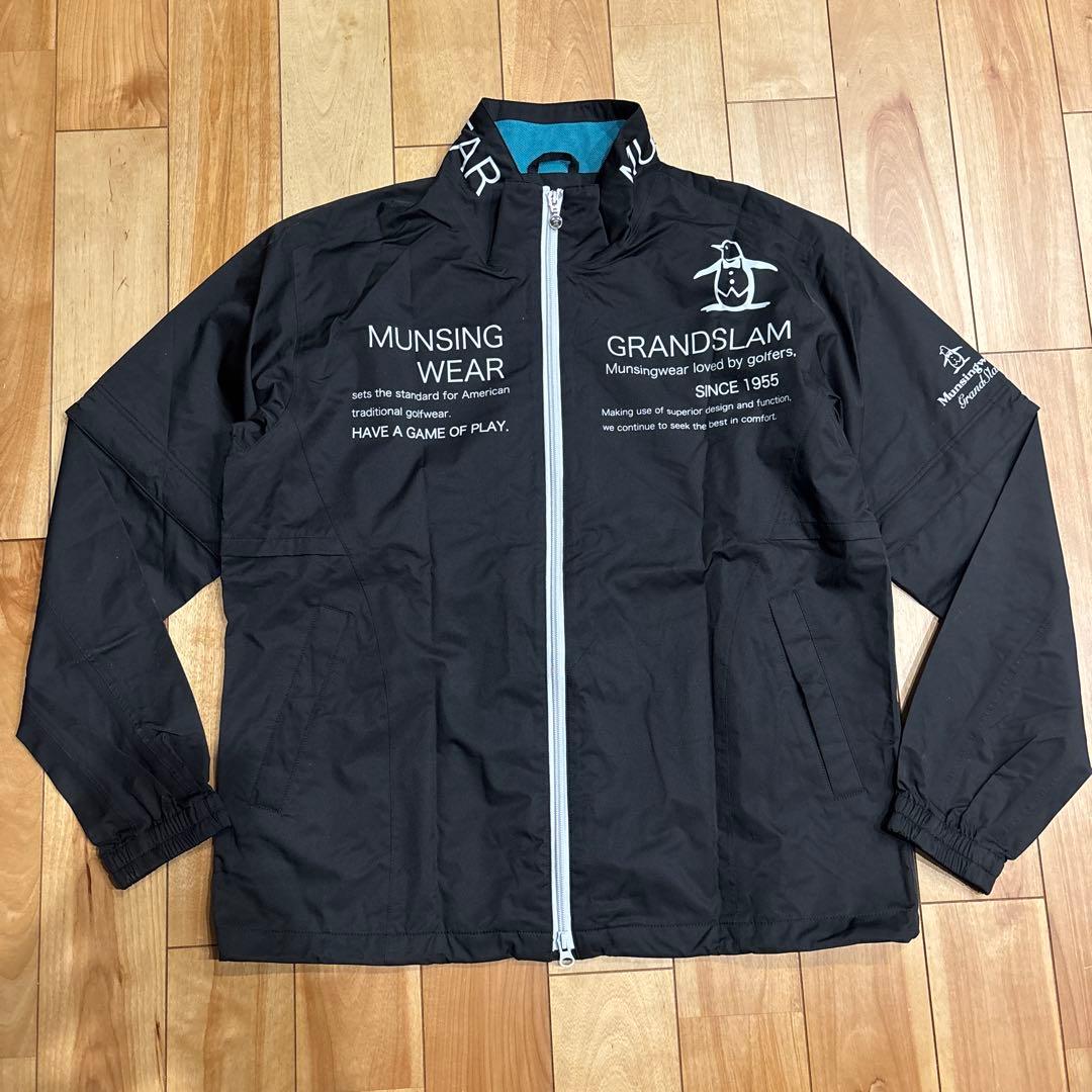 美品 マンシングウェア レインウェア 上下セット セットアップ L ゴルフ 黒