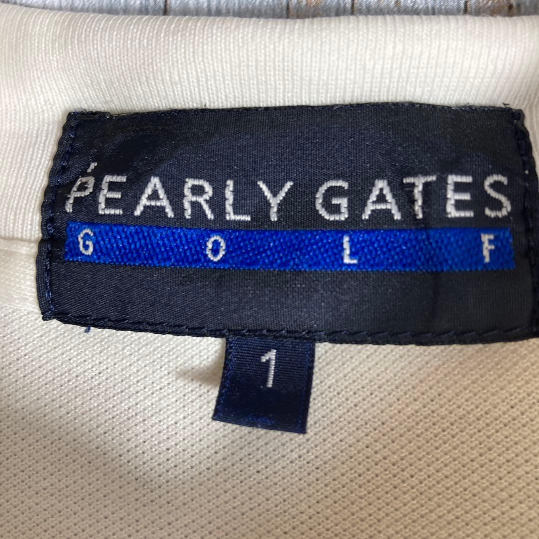 PEARLY GATES ゴルフメンズM ホワイト長袖ポロシャツ うさぎ刺繍