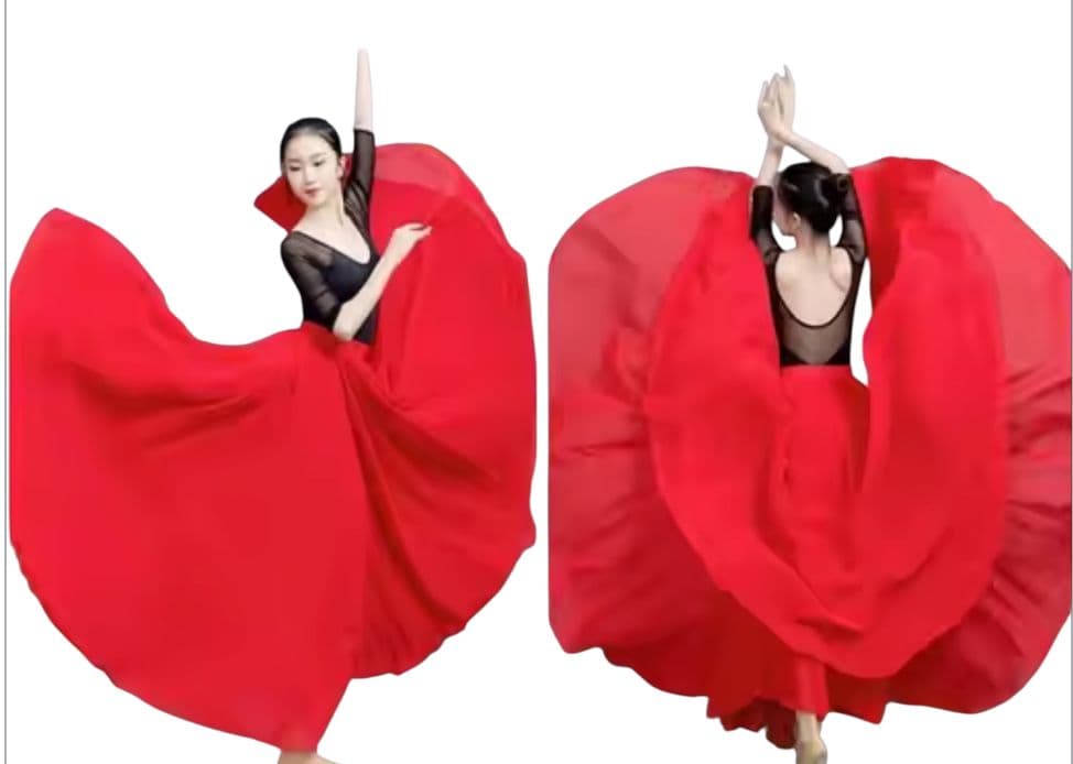 レッド フレアスカート 720°回転