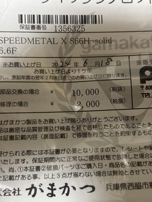 がまかつ ラグゼ スピードメタルX S66H　オモリグ　イカメタル