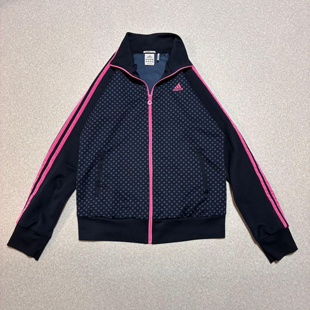 adidas ドット柄　トラックジャケット ジャージ　ネイビー×ピンク　OT