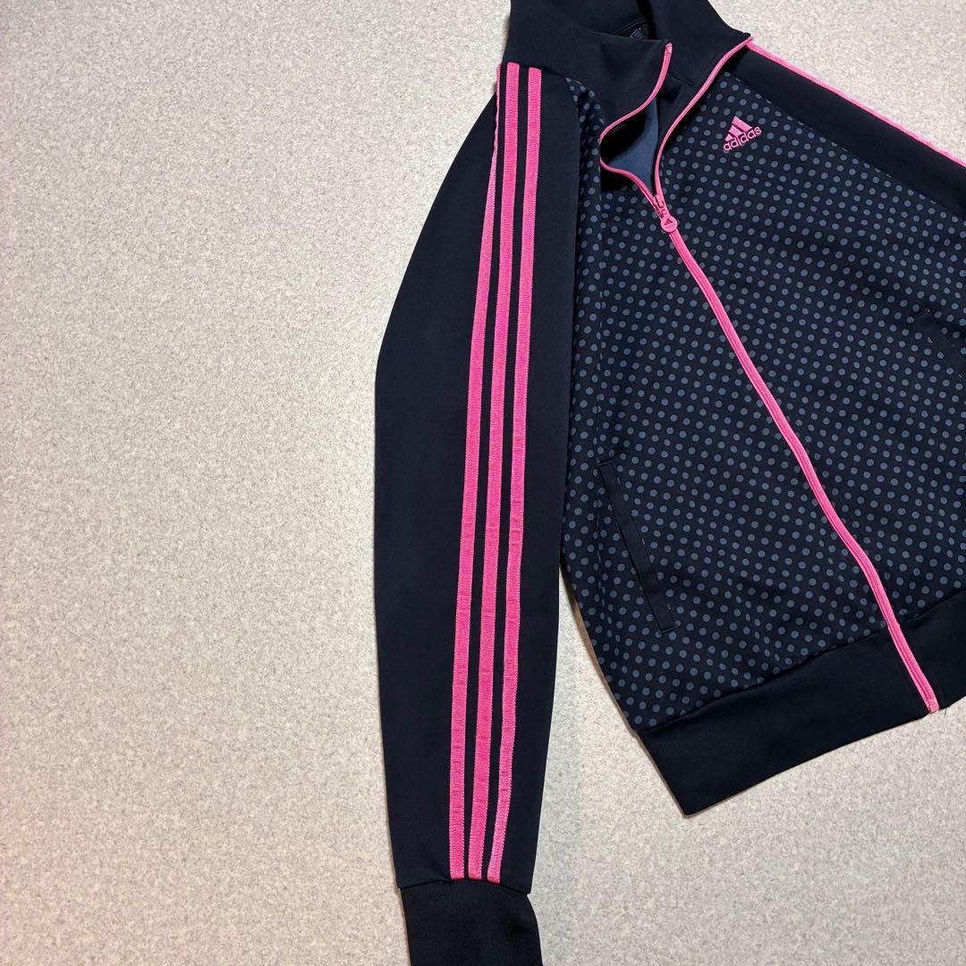 adidas ドット柄　トラックジャケット ジャージ　ネイビー×ピンク　OT