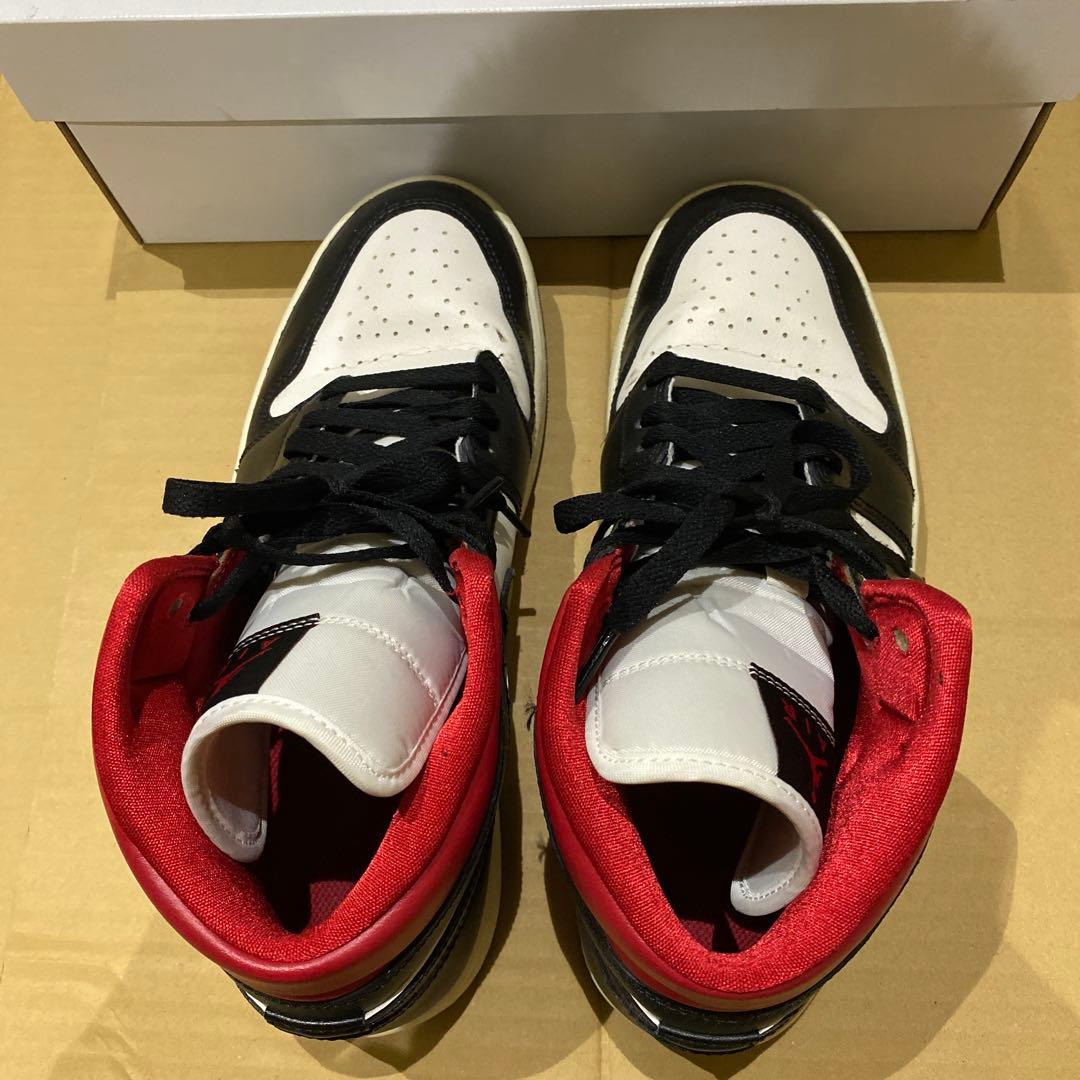 ✳️エアジョーダン1 MID WMS 白✖️黒✖️赤　28.5cm USED