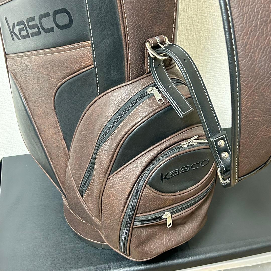 キャスコ Kasco キャディバッグ 9型 ブラウン×ブラック 美品 フード付