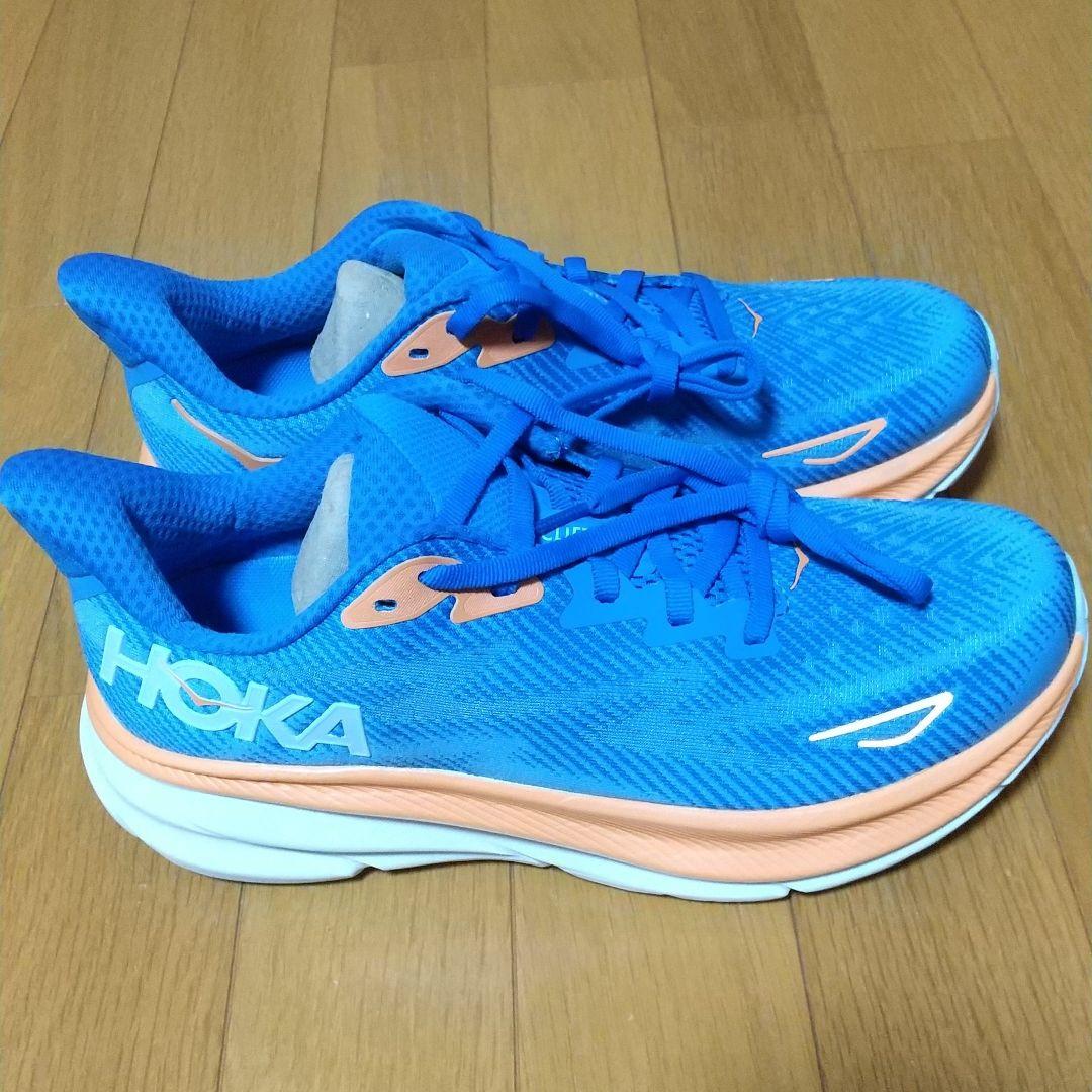 【未使用】HOKA ランニングシューズ 7.5D 青/オレンジ(値下げ)