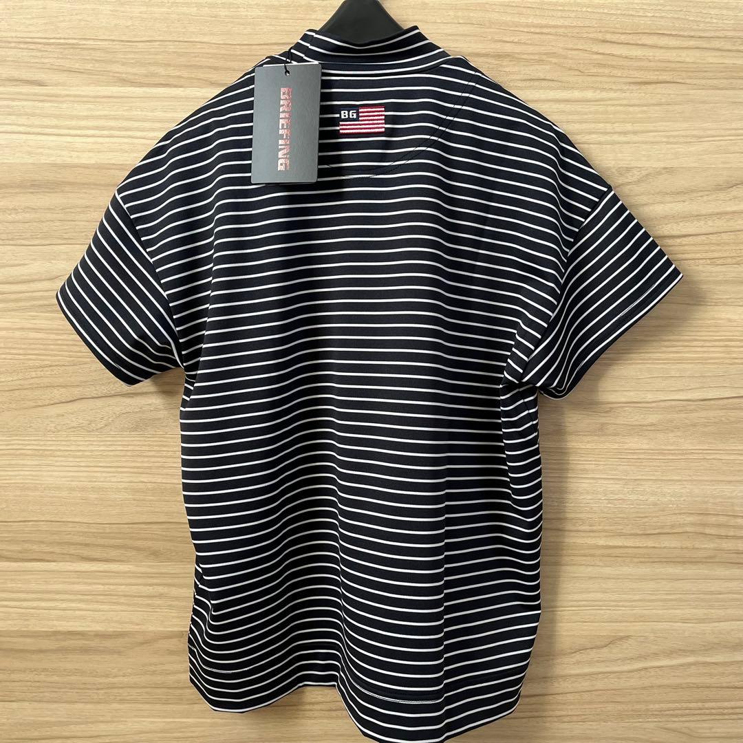 新品★19,800円 紺M BRIEFINGゴルフ ハイネックシャツ ストライプ