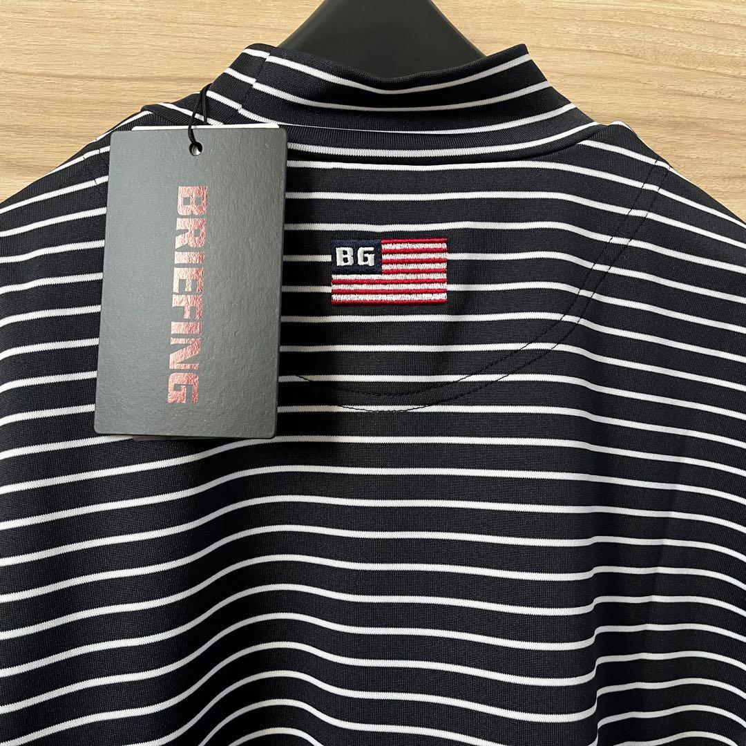 新品★19,800円 紺M BRIEFINGゴルフ ハイネックシャツ ストライプ