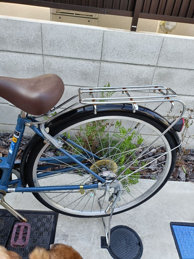 青色シティサイクル 前カゴ付き