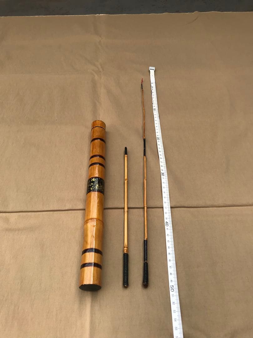 和竹 タナゴ竿　3本紡　ケース付き　カシュウ塗り　手作り品③