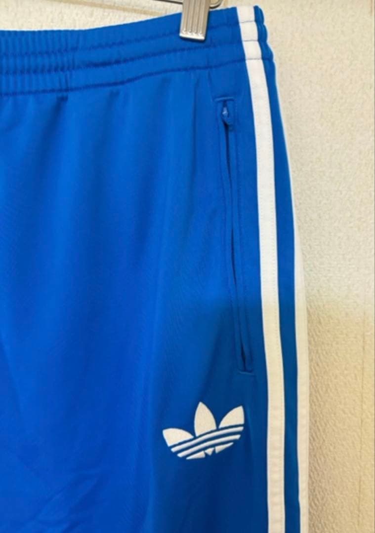 adidas 青 ジャージパンツ ストライプ