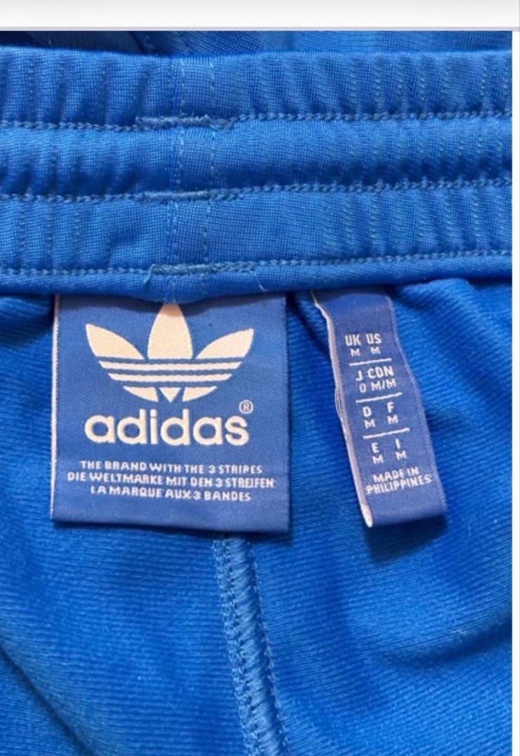 adidas 青 ジャージパンツ ストライプ