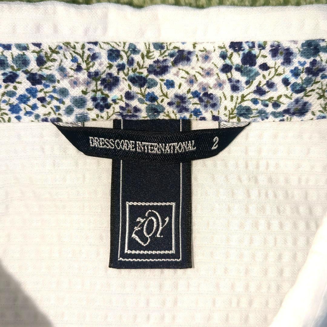 【美品】ZOY ゾーイ シアサッカーボタンダウンシャツ 刺繍ロゴ 刻印ボタン 2