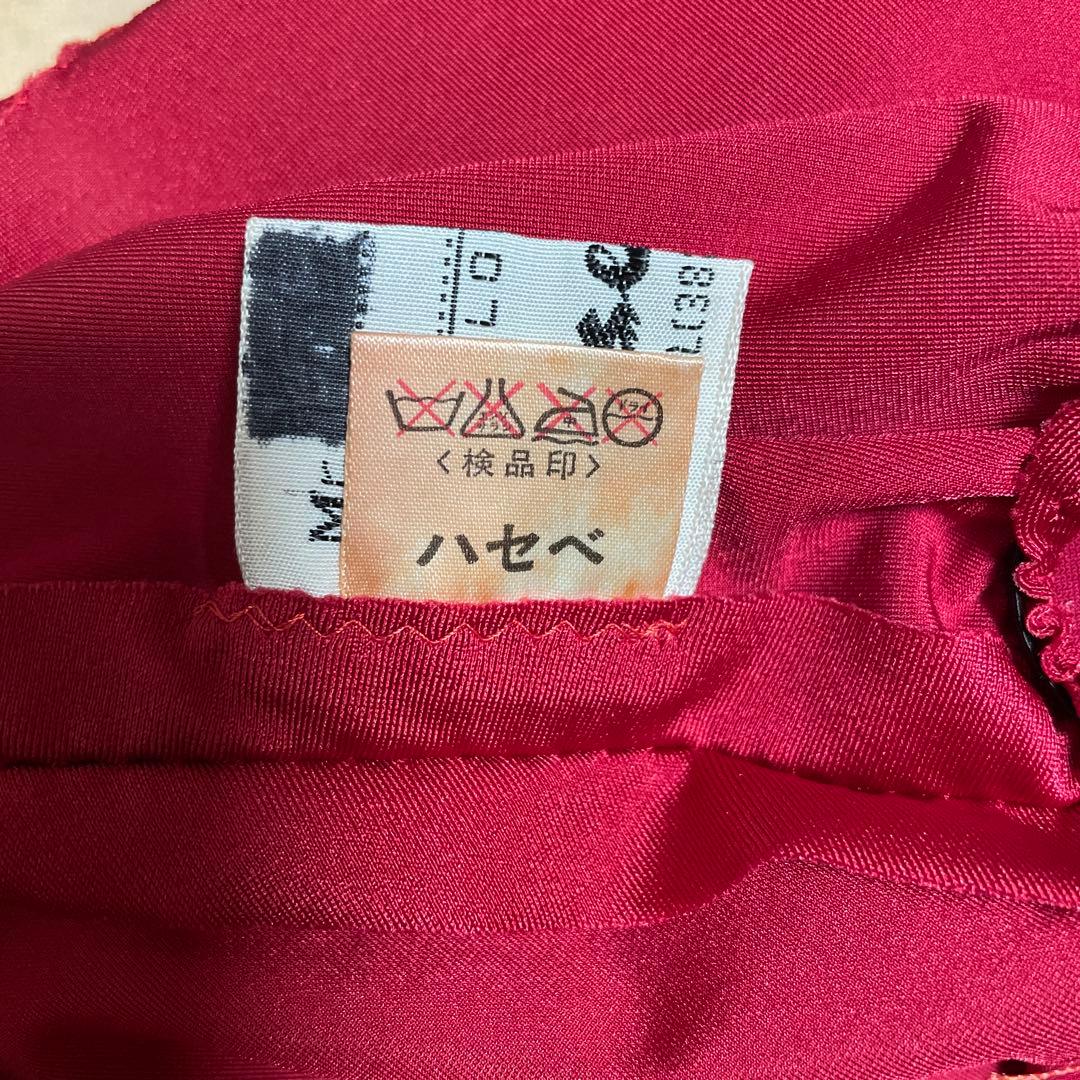 社交ダンス　日本製ラテンドレス　光沢ベロア　伸縮性　ボルドー赤　S〜M